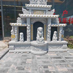 盘锦芝麻白中国黑石材套墓 花岗岩墓碑