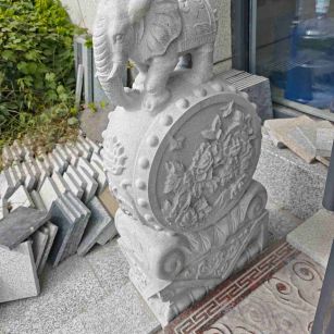 盘锦芝麻白抱鼓石 庭院抱鼓石