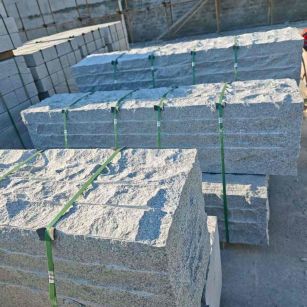 盘锦芝麻白自然面整石 坐凳